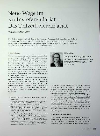 Vorschauseite 1: Neue Wege im Rechtsreferendariat — Das Teilzeitreferendariat