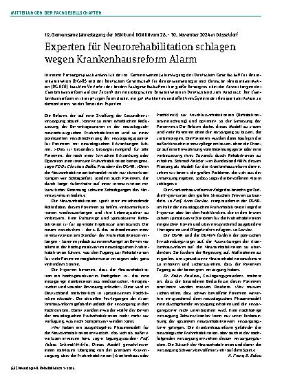 Vorschauseite 3: Stellungnahme der DGNR zu Personalkorridoren