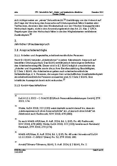 Vorschauseite 6: Aktuelles Urlaubsrecht im Spagat zwischen Erfurt und Luxemburg
