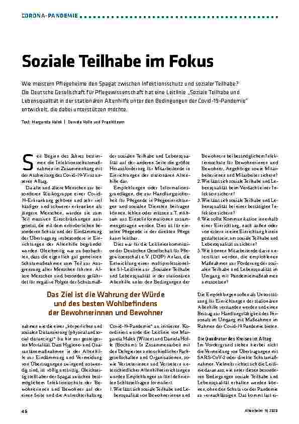 Vorschauseite 1: Soziale Teilhabe im Fokus