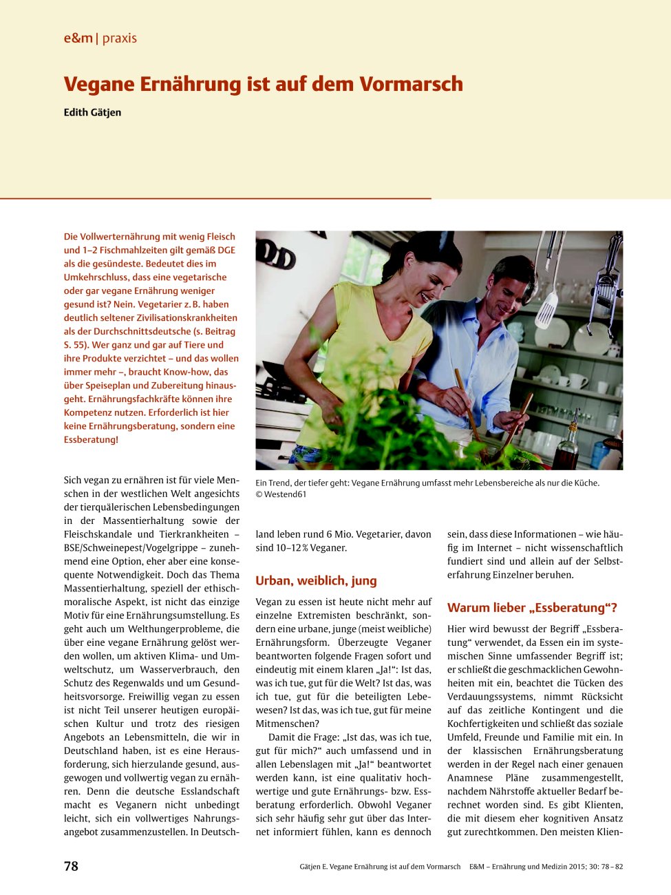 Vorschauseite 1: Vegane Ernährung ist auf dem Vormarsch