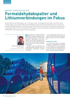 Vorschauseite 1: Formaldehydabspalter und Lithiumverbindungen im Fokus
