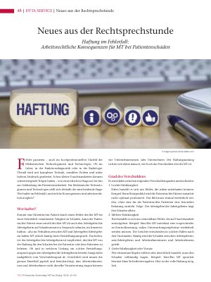 Vorschauseite 1: Neues aus der Rechtsprechstunde Haftung im Fehlerfall: Arbeitsrechtliche Konsequenzen für MT bei Patientenschäden