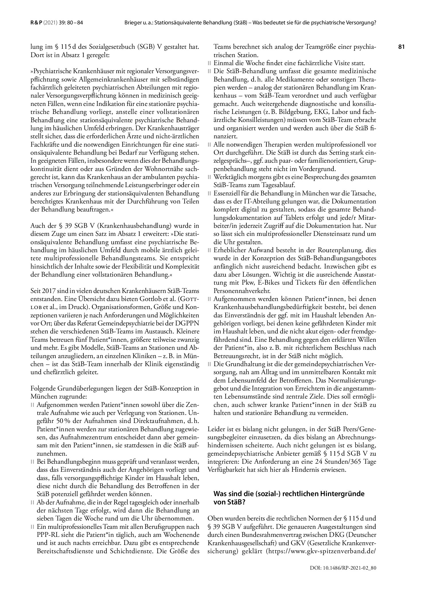Vorschauseite 2: Stationsäquivalente Behandlung (StäB) – Was bedeutet sie für die psychiatrische Versorgung?