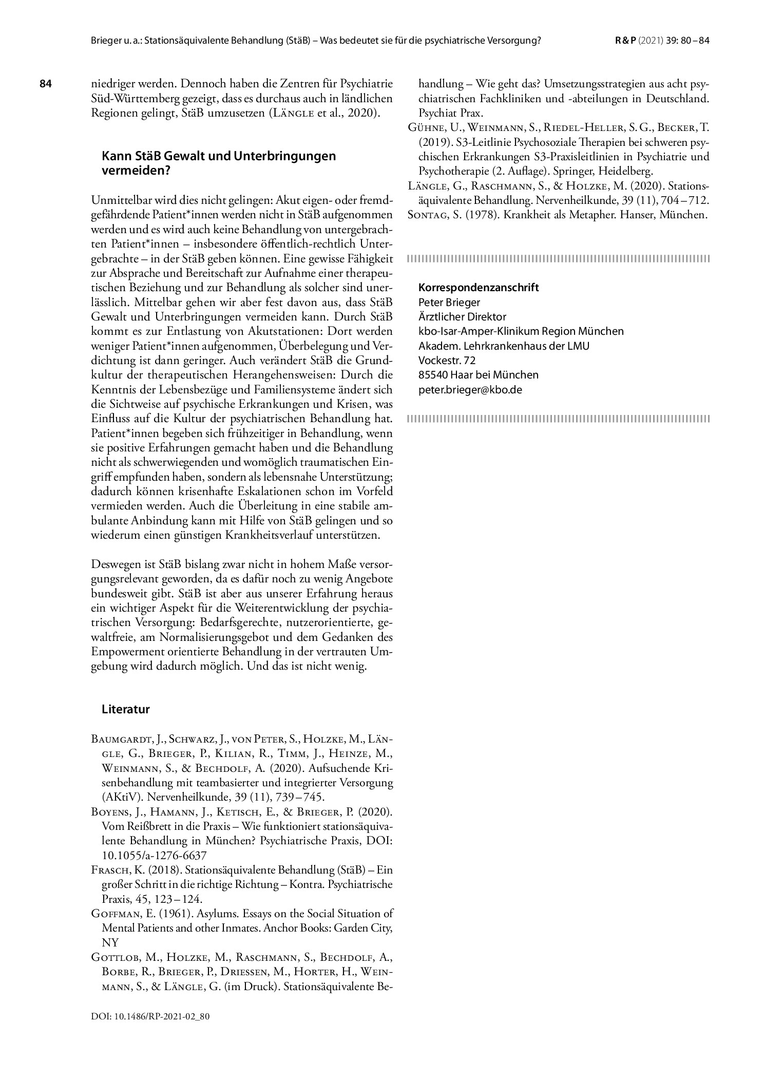 Vorschauseite 5: Stationsäquivalente Behandlung (StäB) – Was bedeutet sie für die psychiatrische Versorgung?