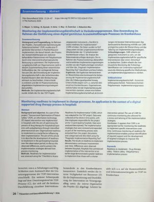 Vorschauseite 3: Monitoring der Implementierungsbereitschaft in Veränderungsprozessen Eine Anwendung im Rahmen der Einführung eines digital gestützten Arzneimitteltherapie-Prozesses im Krankenhaus