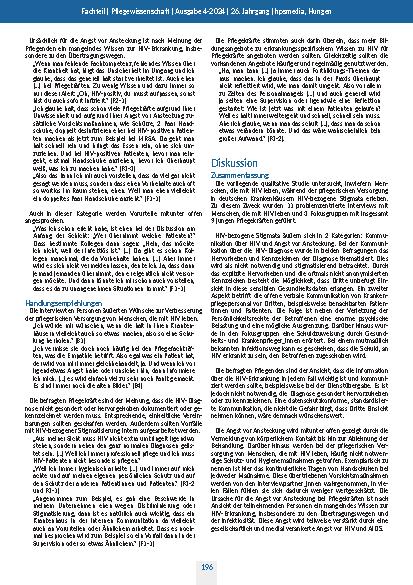 Vorschauseite 4: HIV-bezogene Stigmata in der pflegerischen Versorgung in deutschen Krankenhäusern: Eine qualitative Untersuchung