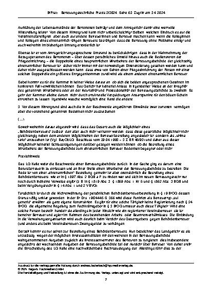 Vorschauseite 2: Zur Betreuerauswahl Schlagworte: Kein Vorrang von Behördenbetreuern.