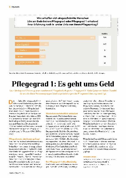 Vorschauseite 1: Pflegegrad 1: Es geht ums Geld
