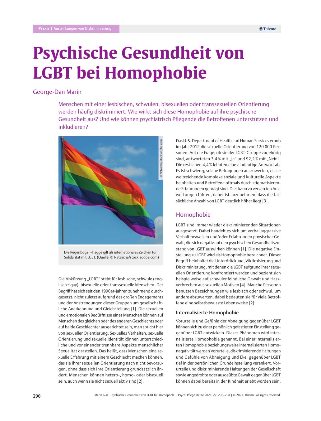 Vorschauseite 1: Psychische Gesundheit von LGBT bei Homophobie