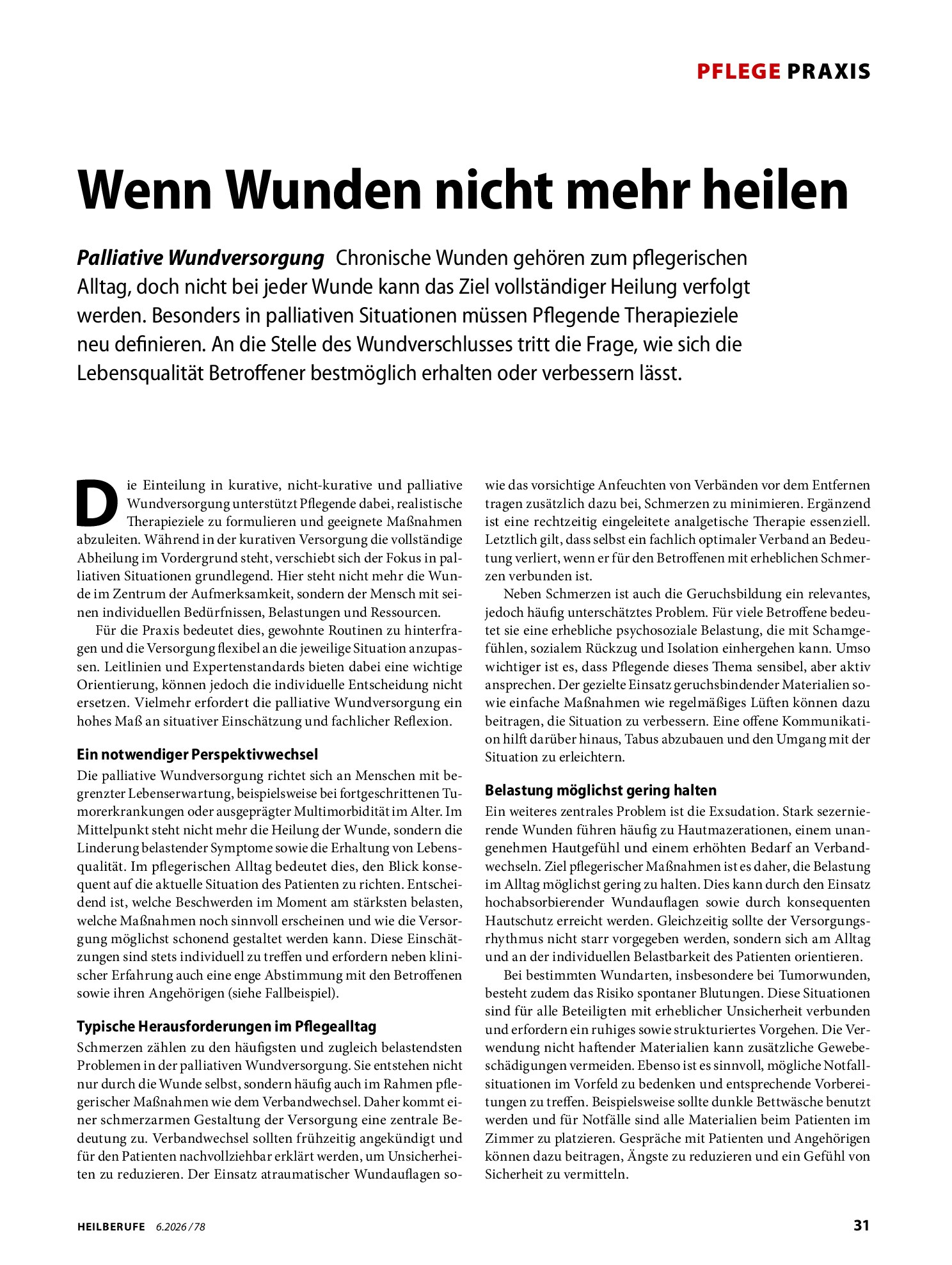 Vorschauseite 1: Wenn Wunden nicht mehr heilen