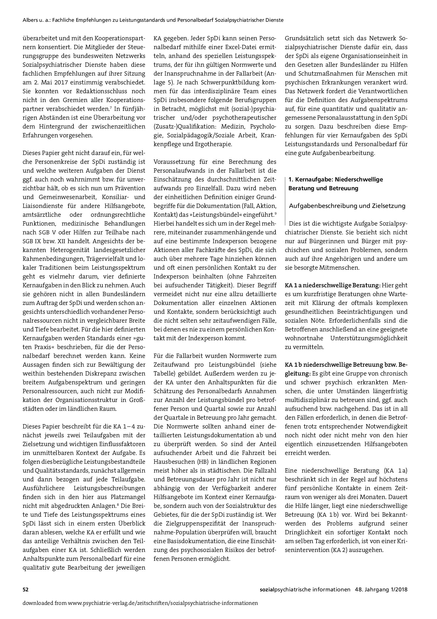 Vorschauseite 2: Fachliche Empfehlungen zu Leistungsstandards und Personalbedarf sozialpsychiatrischer Dienste