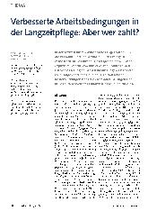 Vorschauseite 1: Verbesserte Arbeitsbedingungen in der Langzeitpflege: Aber wer zahlt?
