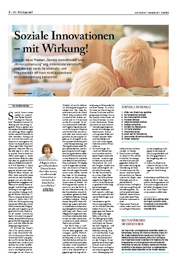 Vorschauseite 1: Soziale Innovationen – mit Wirkung!