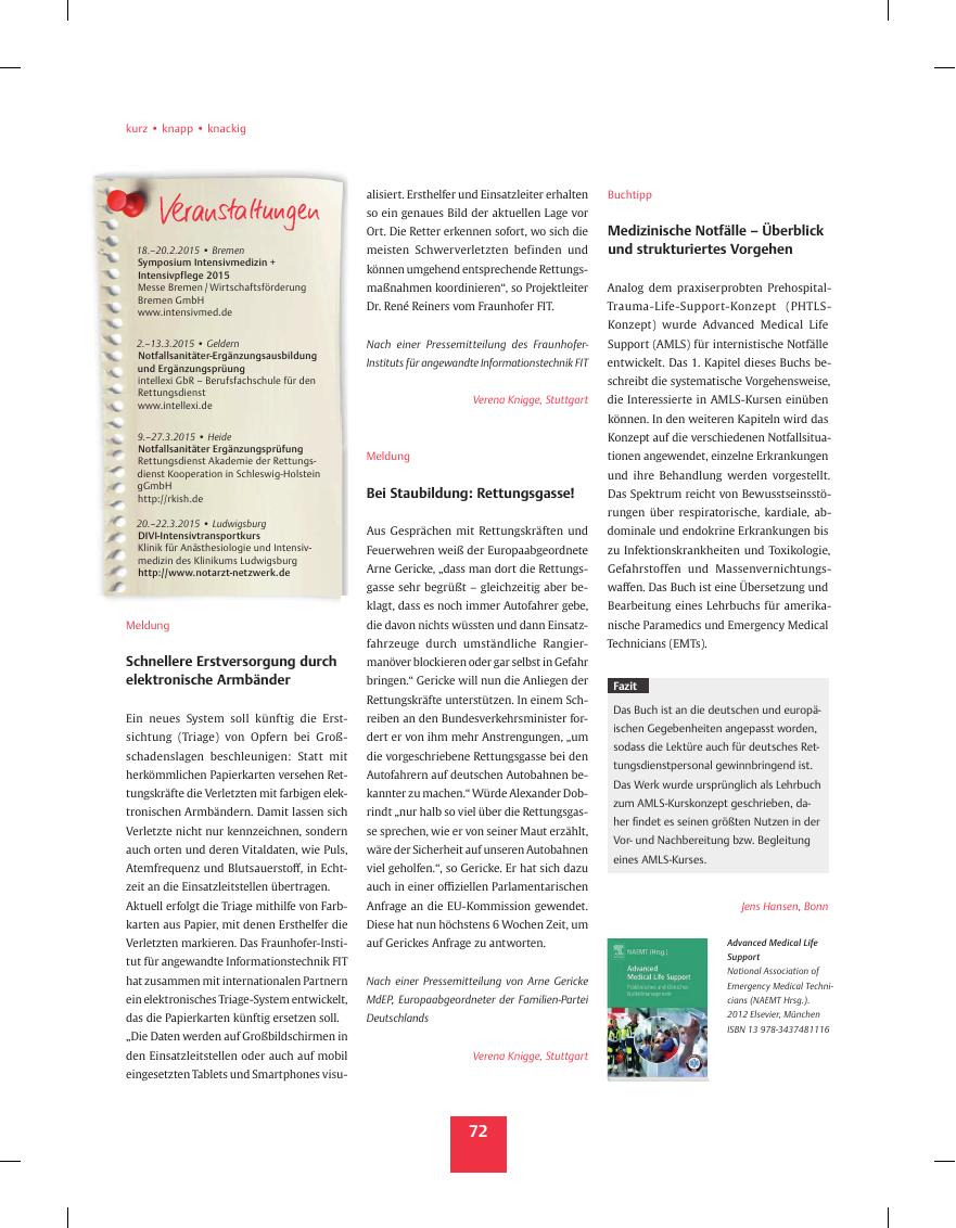 Vorschauseite 1: Buchtipp ? Medizinische Notfälle ? Überblick und strukturiertes Vorgehen