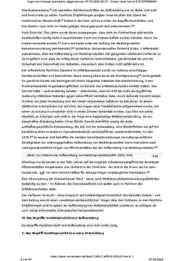 Vorschauseite 2: Zur Historie der Aufbereitung von Medizinprodukten