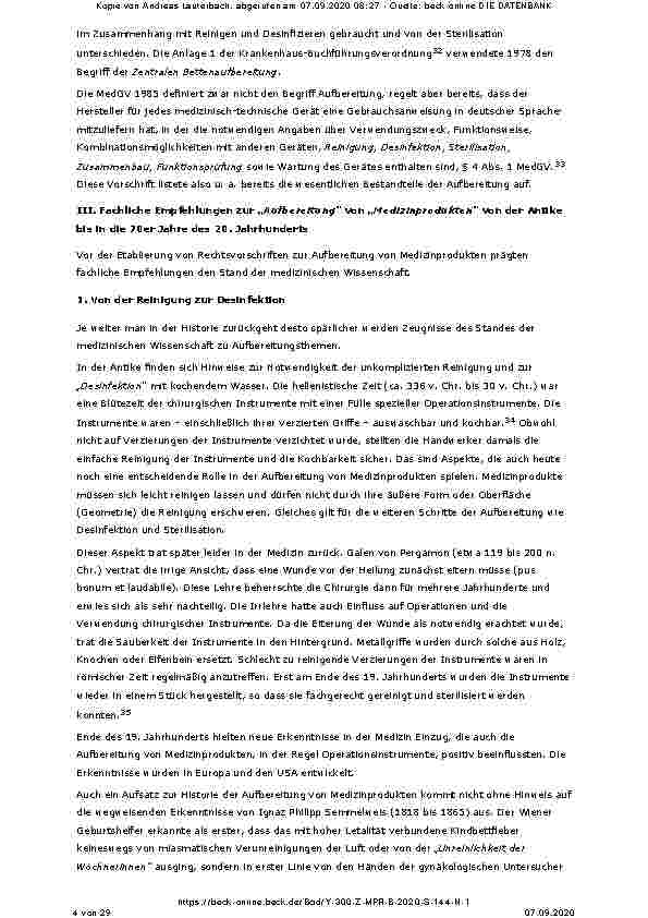 Vorschauseite 4: Zur Historie der Aufbereitung von Medizinprodukten