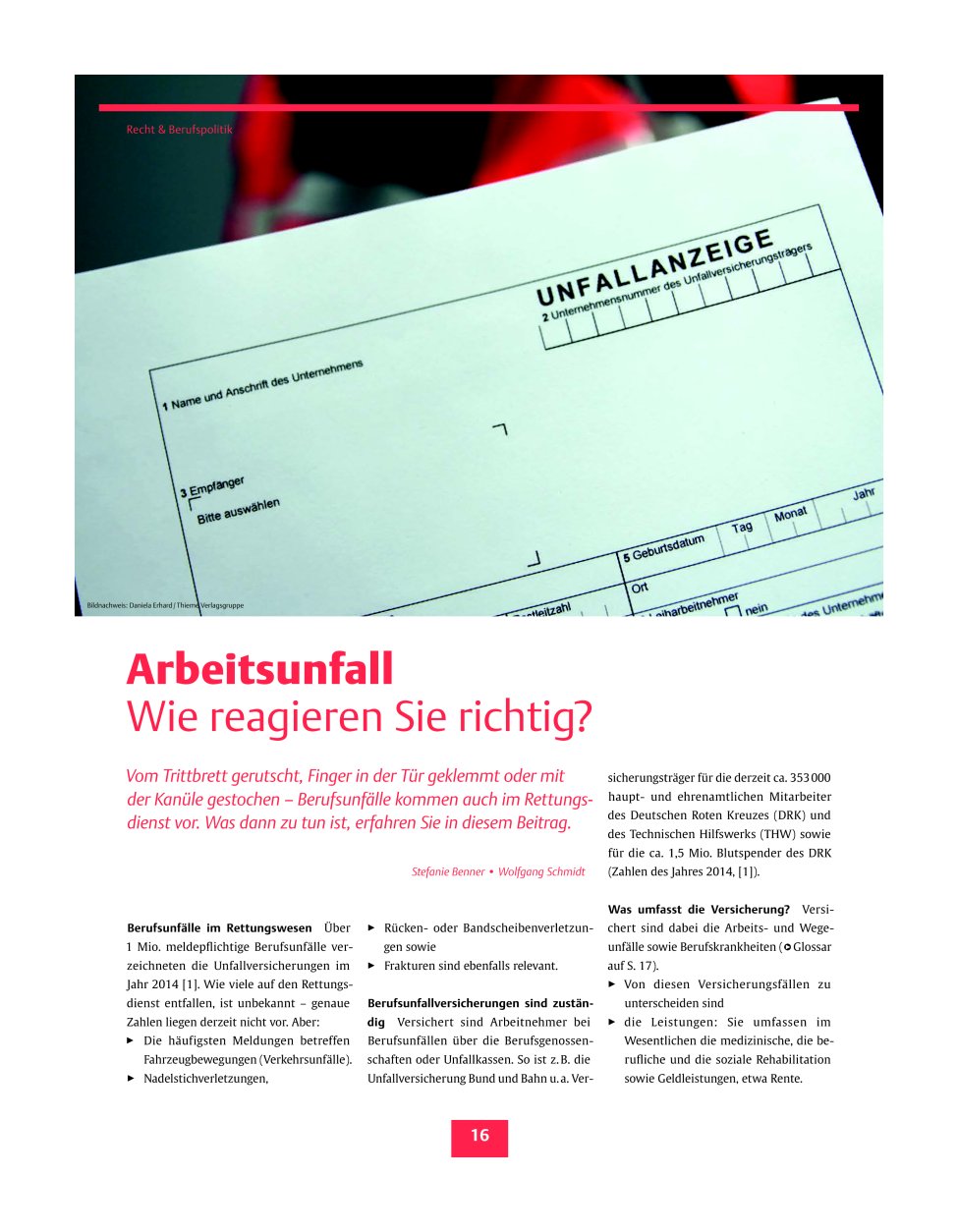 Vorschauseite 1: Arbeitsunfall? Wie reagieren Sie richtig?