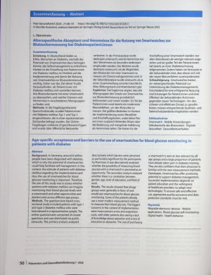 Vorschauseite 3: Altersspezifische Akzeptanz und Hemmnisse für die Nutzung von Smartwatches zur Blutzuckermessung bei Diabetespatientinnen