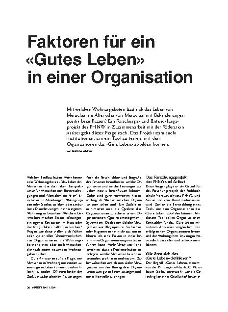 Vorschauseite 1: Faktoren für ein "Gutes Leben" in einer Organisation