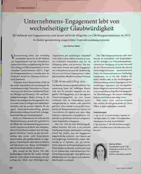 Vorschauseite 1: Unternehmensengagement lebt von wechselseitiger Glaubwürdigkeit.