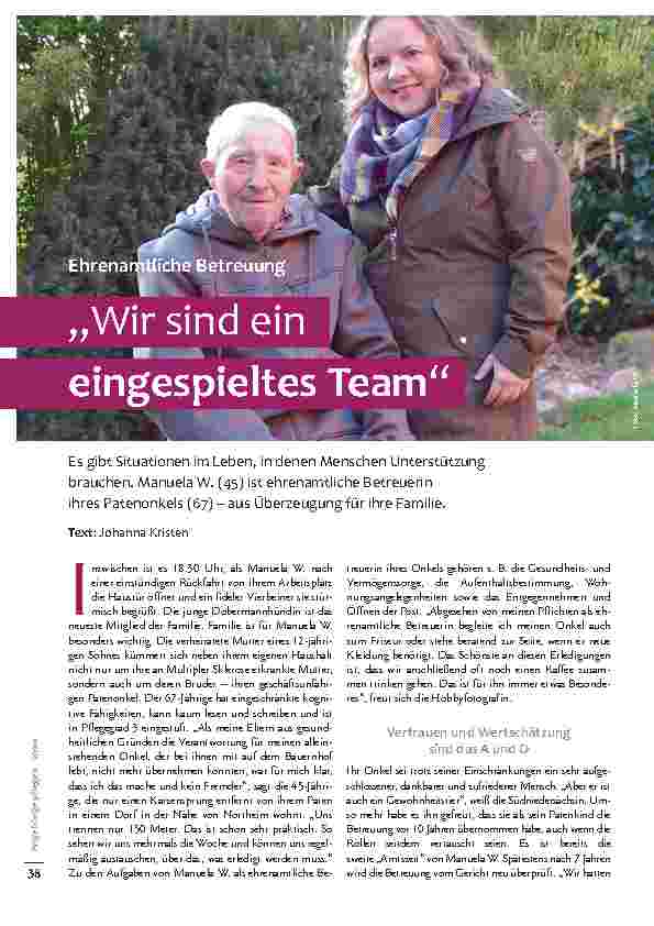 Vorschauseite 1: Ehrenamtliche Betreuung „Wir sind ein eingespieltes Team“