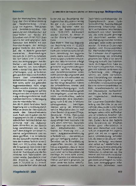 Vorschauseite 4: Zur heimrechtlichen Anordnung eines Aufnahmeund Wiederbelegungsstopps.