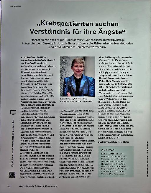Vorschauseite 1: „Krebspatienten suchen Verständnis für ihre Ängste“