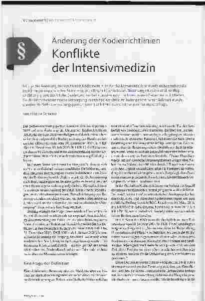 Vorschauseite 1: Änderung der Kodierrichtlinien. Konflikte der Intensivmedizin