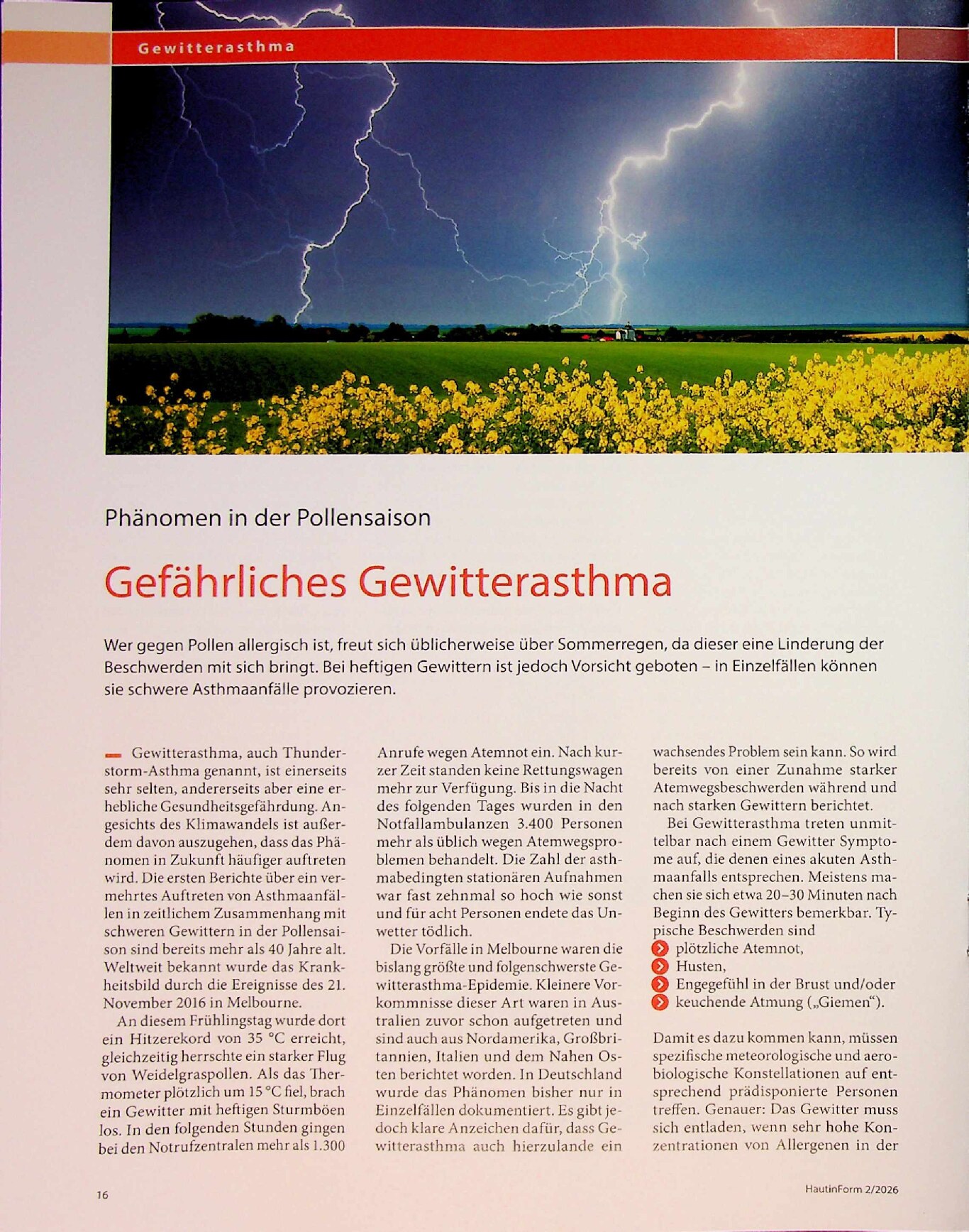 Vorschauseite 1: Gefährliches Gewitterasthma