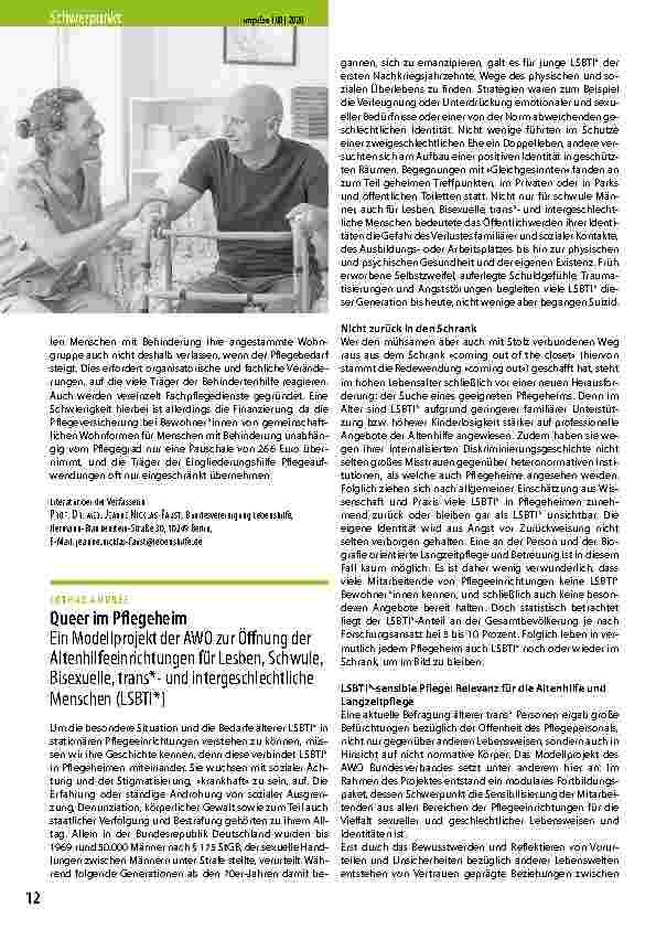Vorschauseite 1: "Queer im Pflegeheim"