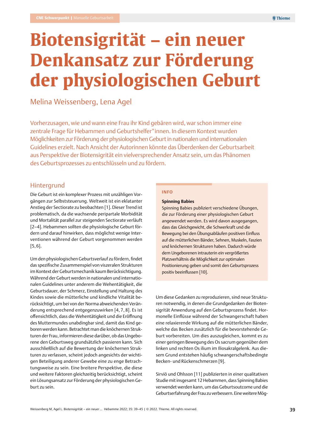 Vorschauseite 1: Biotensität – ein neuer Denkansatz zur Förderung der physiologischen Geburt