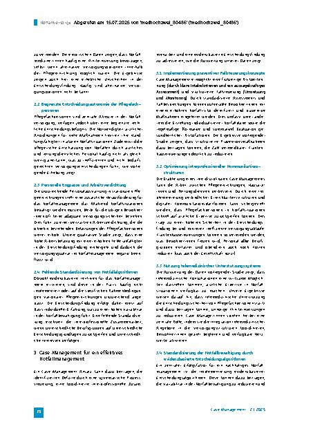 Vorschauseite 2: Notfallversorgung in der Langzeitpflege Wie Case Management zu einer nachhaltigen Lösung beitragen kann