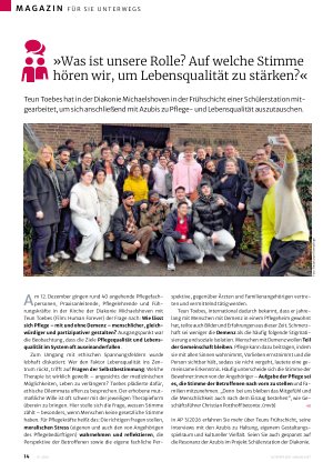 Vorschauseite 1: »Was ist unsere Rolle? Auf welche Stimme hören wir, um Lebensqualität zu stärken? «