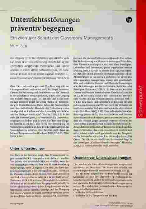 Vorschauseite 1: Unterrichtsstörungen präventiv begegnen. Ein wichtiger Schritt des Classroom-Managements.