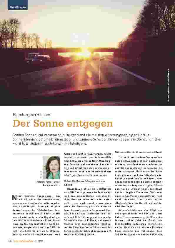 Vorschauseite 1: Blendung vermeiden. Der Sonne entgegen.
