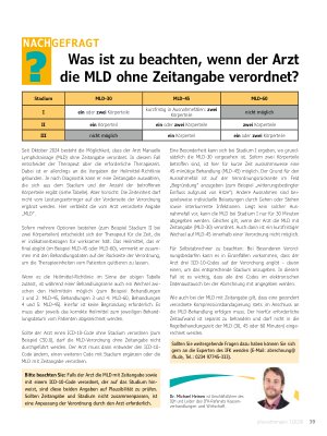 Vorschauseite 1: Was ist zu beachten, wenn der Arzt die MLD ohne Zeitangabe verordnet?
