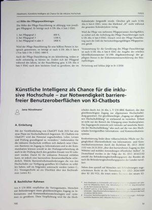 Vorschauseite 1: Künstliche Intelligenz als Chance für die inklusive Hochschule - zur Notwendigkeit barrierefreier Benutzeroberflächen von Kl-Chatbots