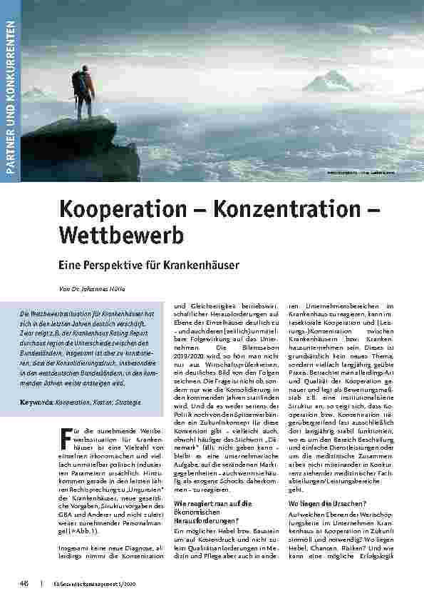 Vorschauseite 1: Kooperation – Konzentration – Wettbewerb: Eine Perspektive für Krankenhäuser