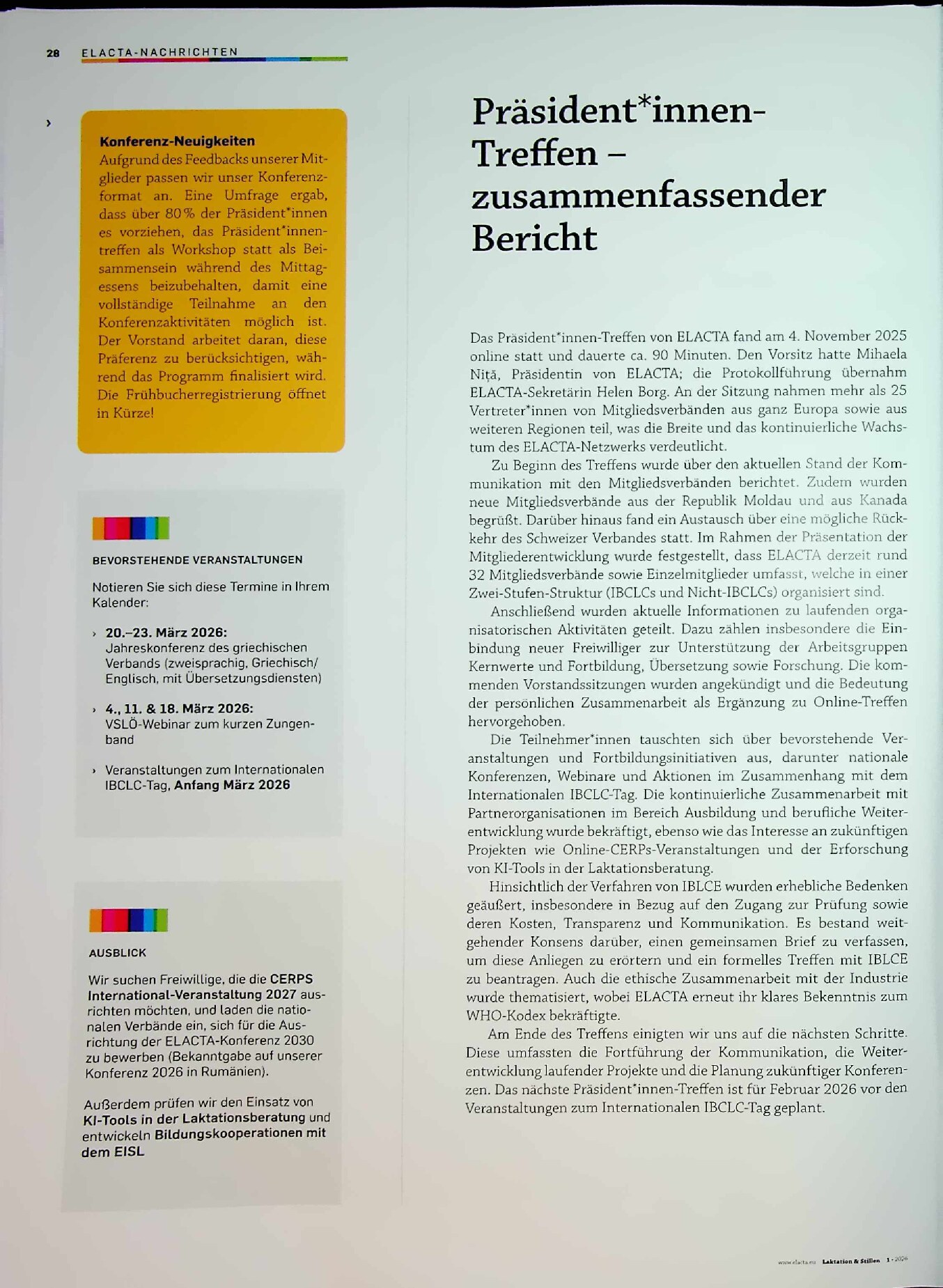 Vorschauseite 2: ELACTA-Vorstandssitzung – Frankfurt