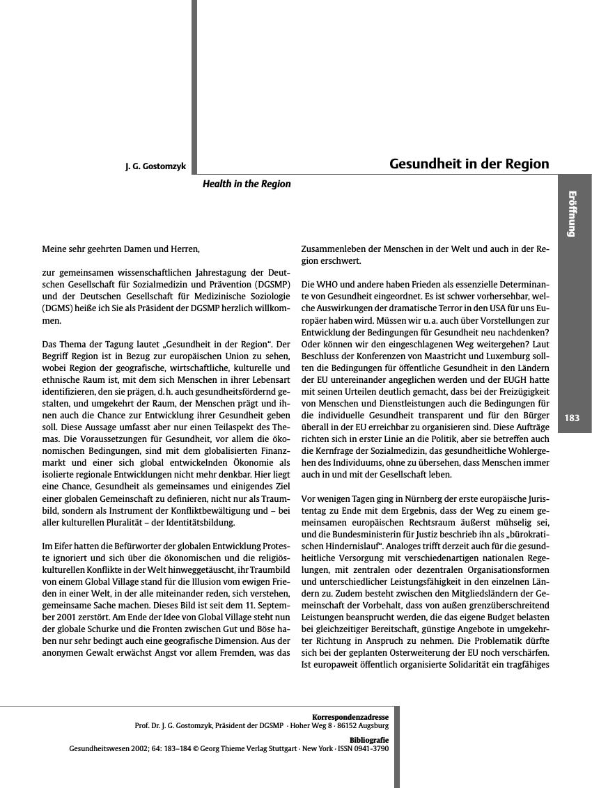 Vorschauseite 1: Gesundheit in der Region