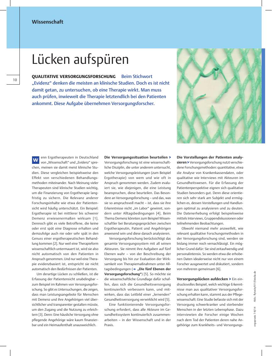 Vorschauseite 1: Qualitative Versorgungsforschung – Lücken aufspüren