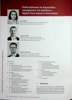 Vorschauseite 1: Pufferstationen im Kapazitätsmanagement von Spitälern - Digital-Twin-basierte Simulation