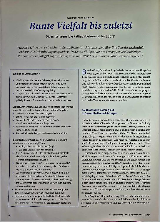 Vorschauseite 1: Bunte Vielfalt bis zuletzt: Diversitätssensible Palliativbetreuung für LSBTI*