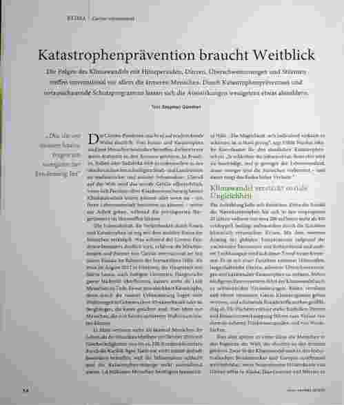 Vorschauseite 1: Katastrophenprävention braucht Weitblick