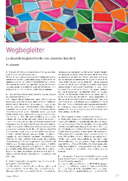 Vorschauseite 1: Wegbegleiter Landesstelle begleitet Familien mit einem kranken Kind.