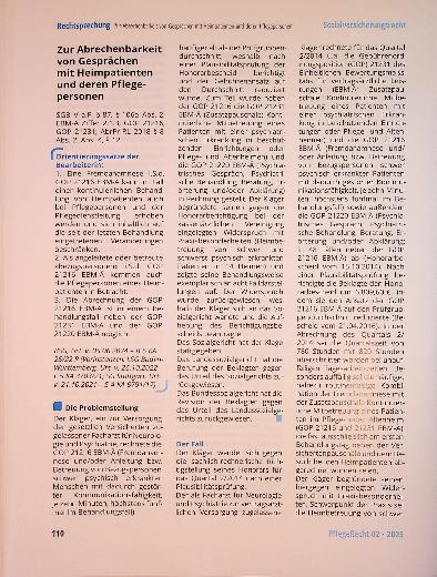 Vorschauseite 1: Zur Abrechenbarkeit von Gesprächen mit Heimpatienten und deren Pflegepersonen