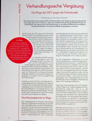 Vorschauseite 1: Verhandlungssache Vergütung Die Klage des GKV gegen die Schiedsstelle