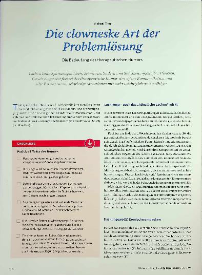 Vorschauseite 1: Die clowneske Art der Problemlösung Die Bedeutung des therapeutischen Humors