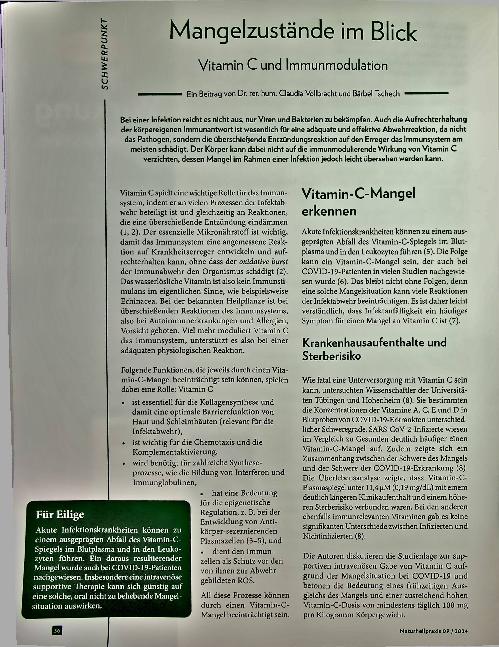 Vorschauseite 1: Mangelzustände im Blick: Vitamin C und Immunmodulation